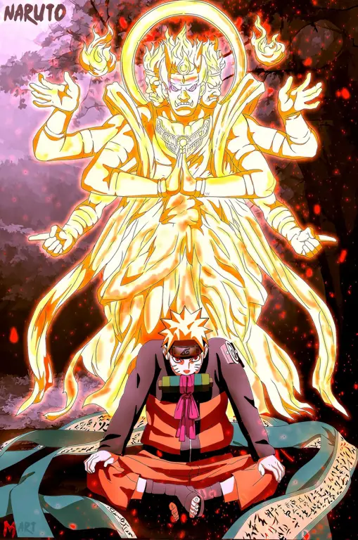 Naruto menggunakan mode Chakra Kurama