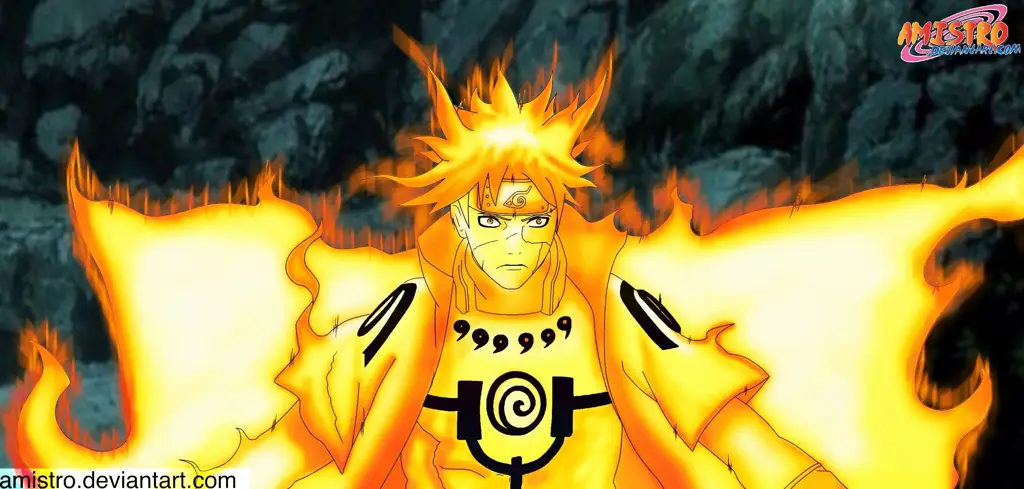 Naruto dalam mode Sage dengan Kurama