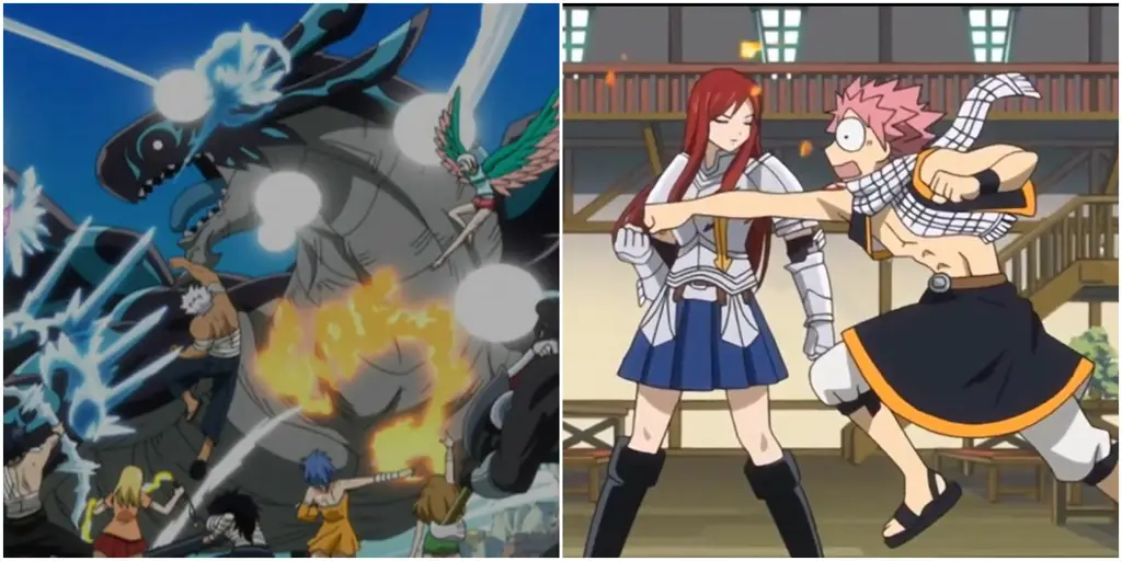 Gambar anggota Fairy Tail sedang bertarung bersama