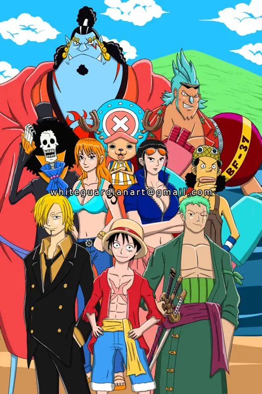 Gambar Kru Topi Jerami, para karakter utama One Piece