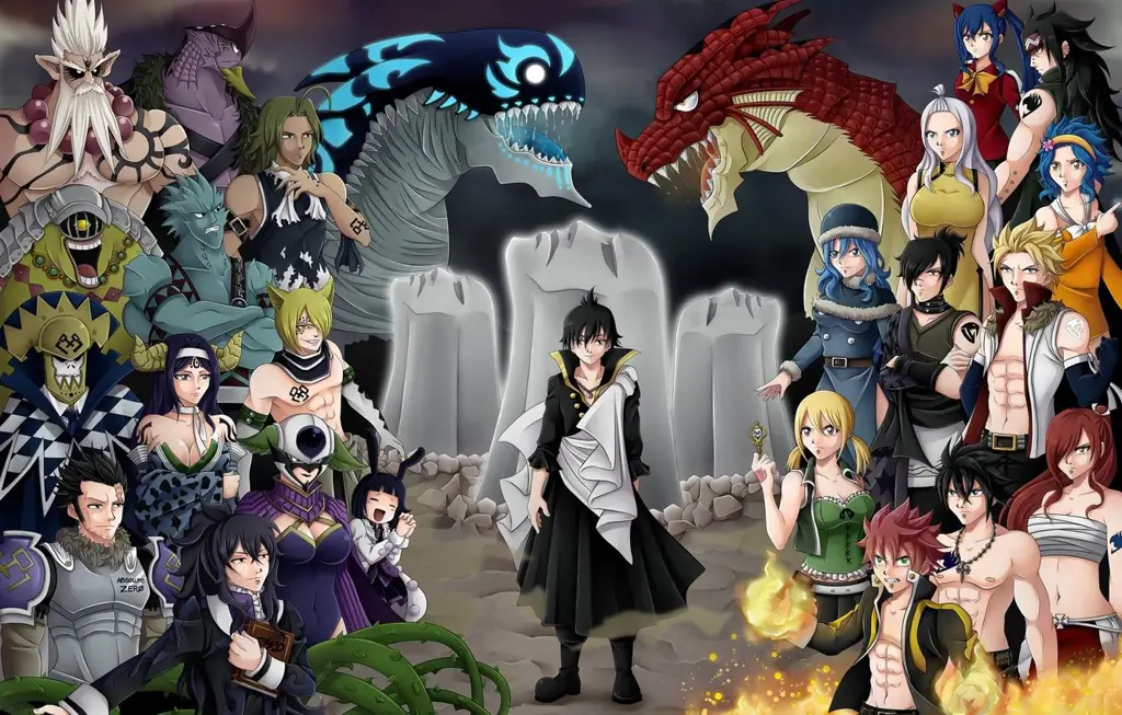 Gambar anggota guild Fairy Tail berkumpul