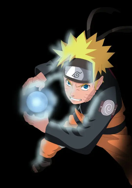 Naruto menggunakan Rasengan, jurus andalannya.