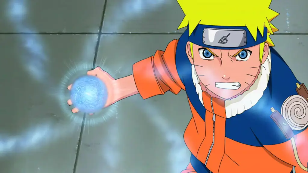 Naruto menggunakan Rasengan dengan kekuatan penuh.