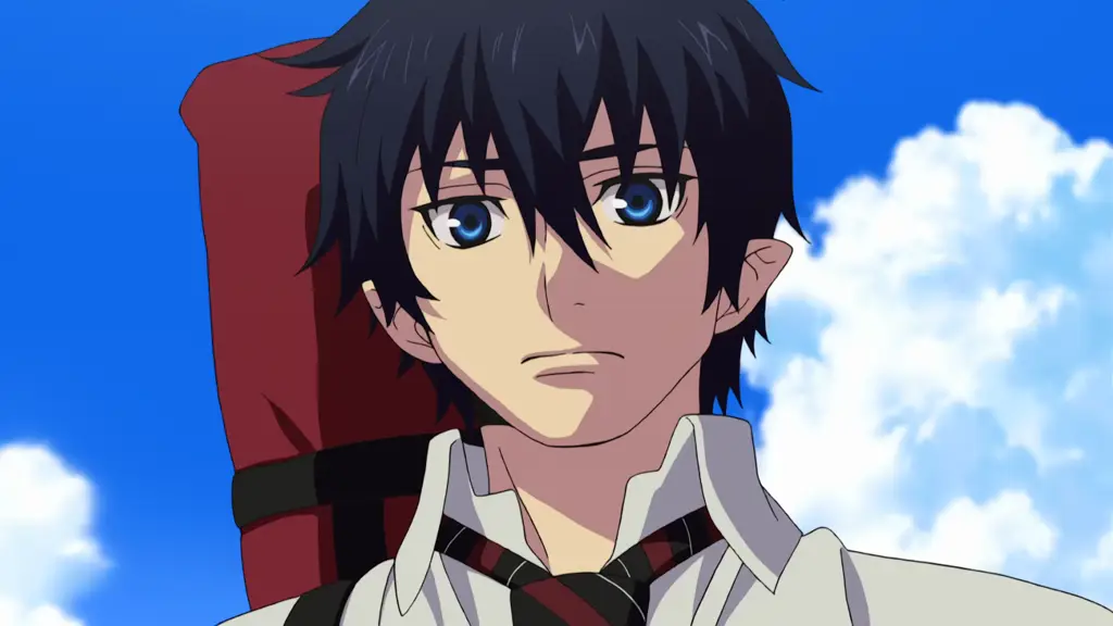 Rin Okumura, tokoh utama Ao no Exorcist, dengan pedangnya