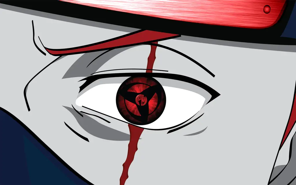 Kakashi menggunakan Sharingan-nya melawan Pain