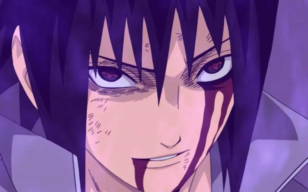 Sasuke Uchiha dengan Sharingan yang aktif