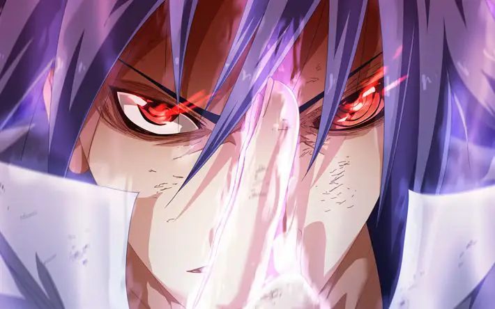 Gambar close up Sharingan Sasuke