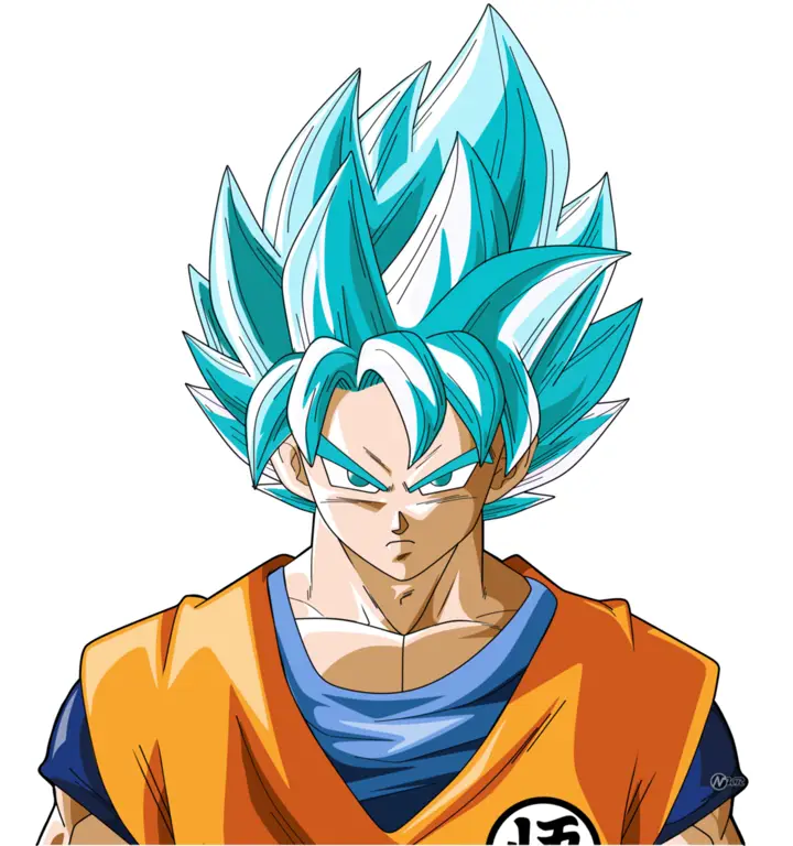 Goku dalam bentuk Super Saiyan Blue yang kuat.