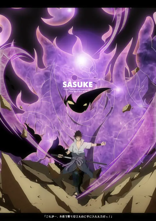 Gambar Sasuke Uchiha dengan Susano'o-nya yang megah