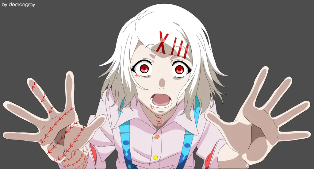 Gambar adegan aksi Juuzou Suzuya dalam anime Tokyo Ghoul