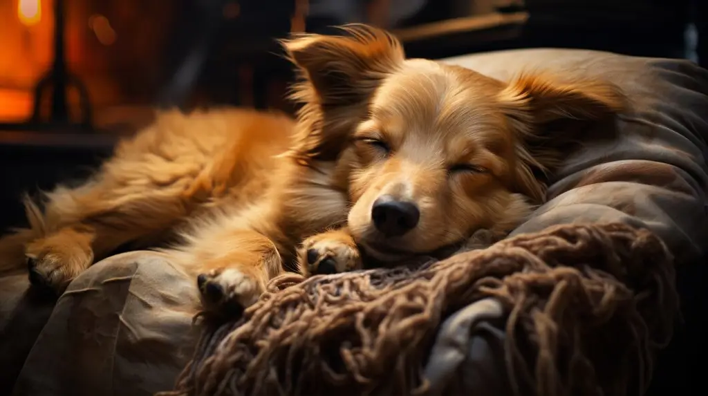 Seekor anjing tidur dengan tenang