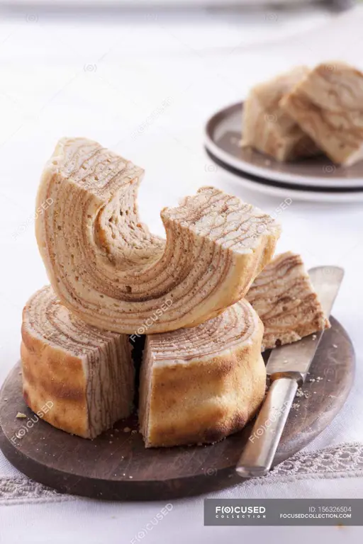 Foto close-up baumkuchen yang lezat