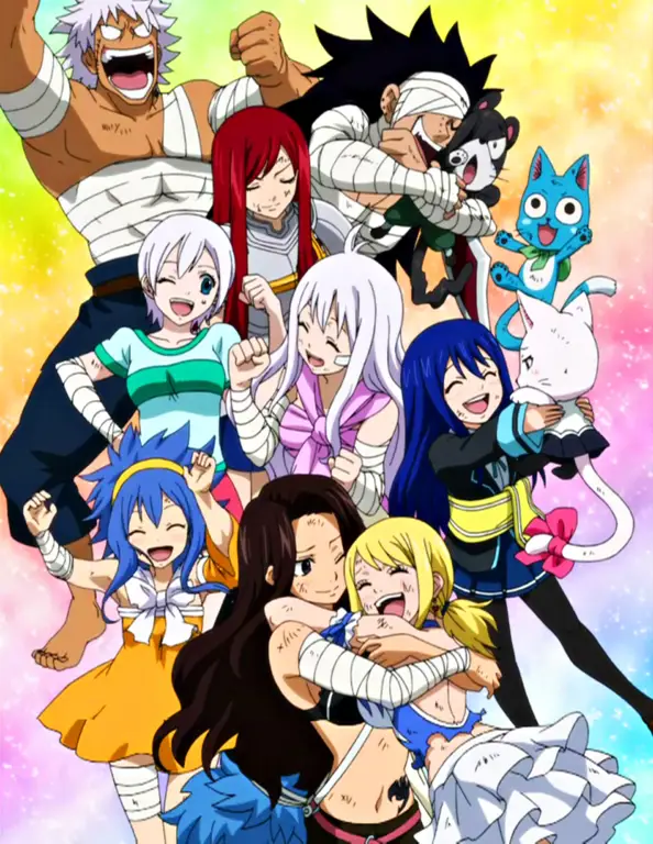 Gambar seluruh anggota guild Fairy Tail berkumpul