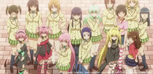 Gambar karakter-karakter To Love-Ru berkumpul