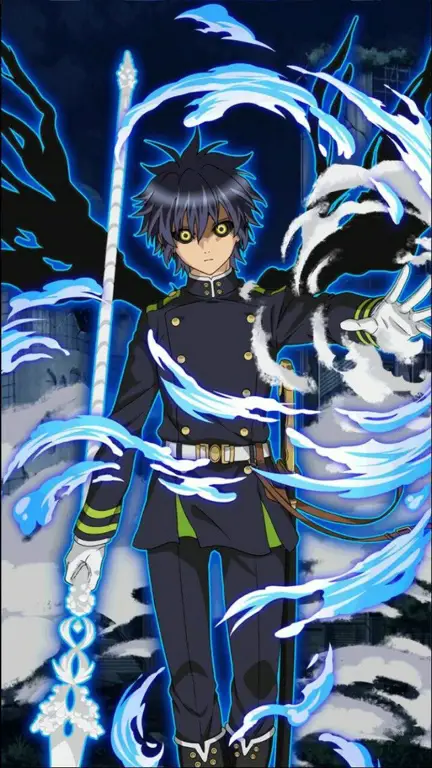 Gambar Yuichiro Hyakuya sedang bertarung dalam Owari no Seraph