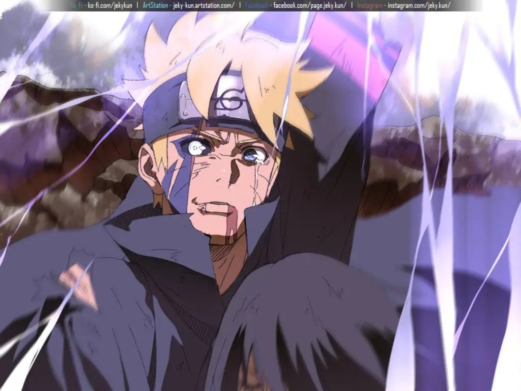 Boruto dengan mata Jougannya yang aktif.