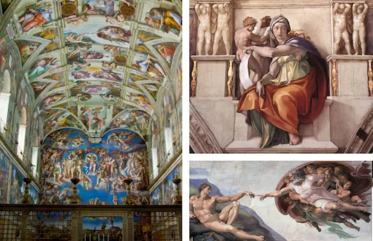 Langit-langit Kapel Sistina karya Michelangelo yang megah