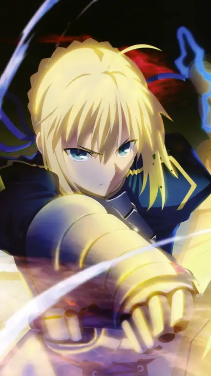 Gambar Saber dalam Fate Stay Night: Unlimited Blade Works