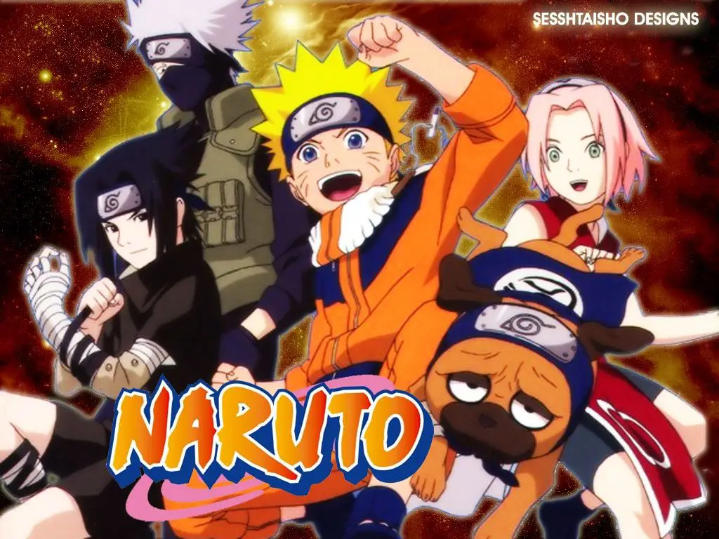 Gambar Naruto dan teman-temannya merayakan keberhasilan