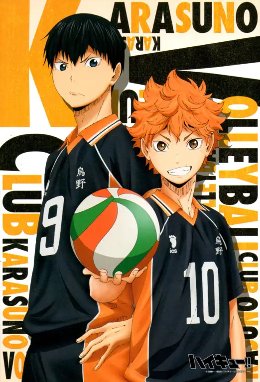 Hinata dan Kageyama merayakan kemenangan