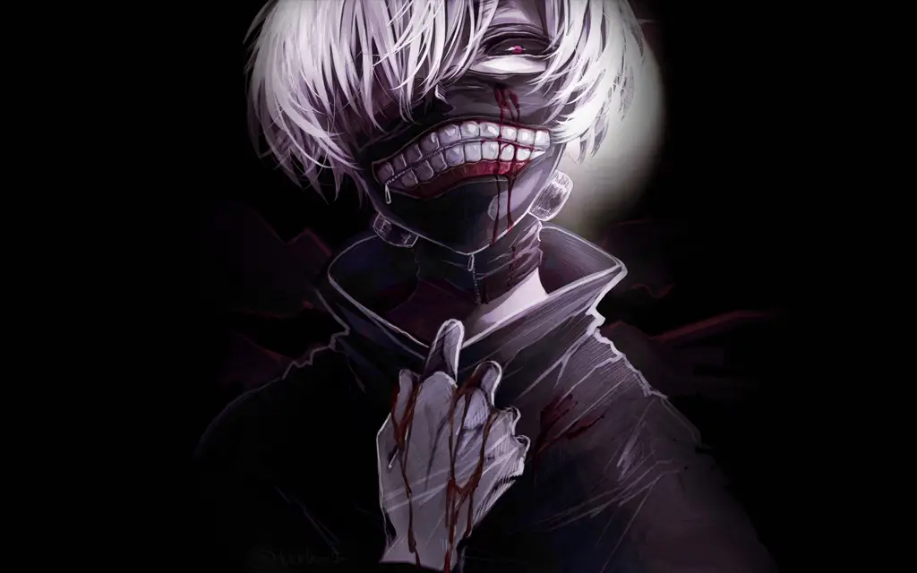 Gambar Ken Kaneki, karakter utama dalam Tokyo Ghoul