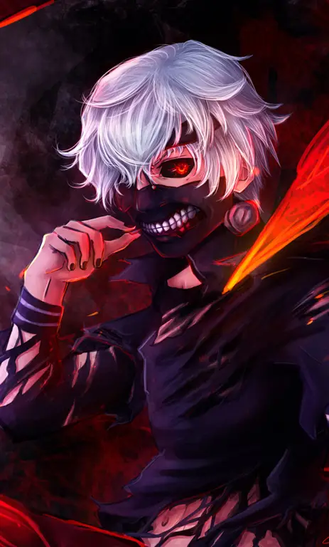 Gambar Ken Kaneki, tokoh utama dalam anime Tokyo Ghoul