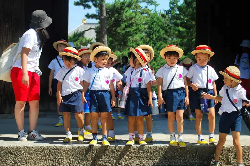 Anak-anak sekolah Jepang sedang bermain