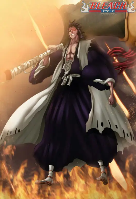 Gambar Kenpachi Zaraki menggunakan Bankai-nya