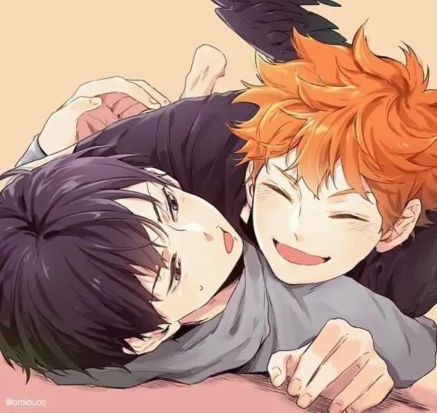 Hinata Shoyo dan Kageyama Tobio sedang bermain voli