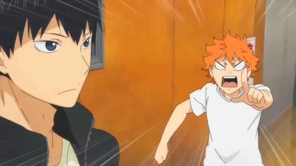 Hinata dan Kageyama sedang berkoordinasi dalam pertandingan