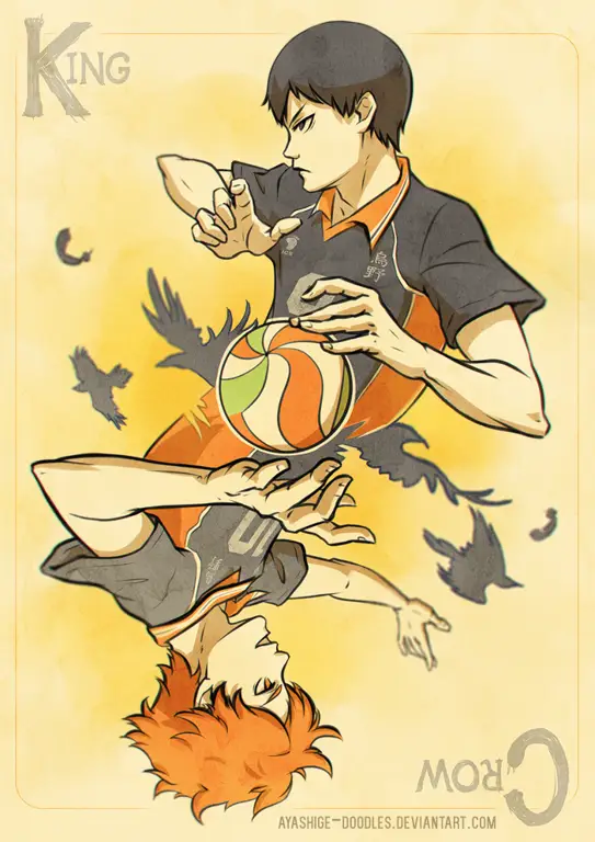 Gambar kerja sama Hinata dan Kageyama di lapangan