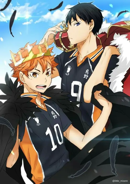 Hinata dan Kageyama sedang melakukan spike