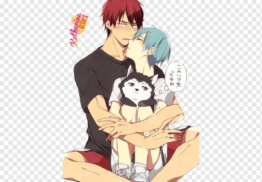 Gambar Taiga Kagami dan Tetsuya Kuroko bermain basket bersama