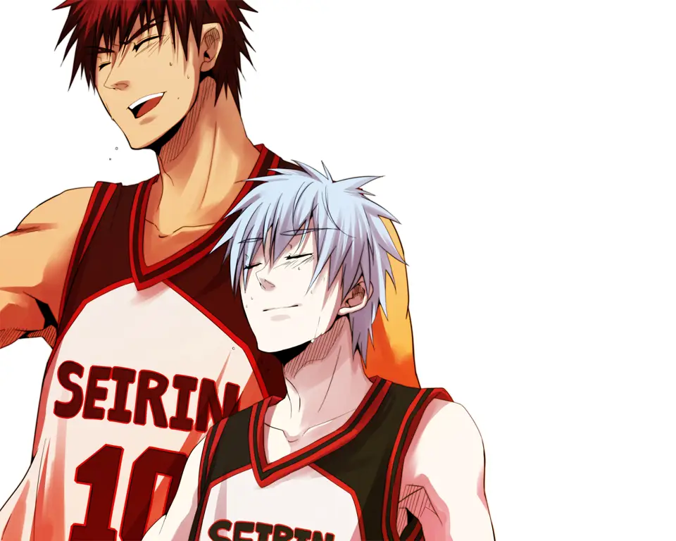 Gambar Kuroko dan Kagami sedang bermain basket