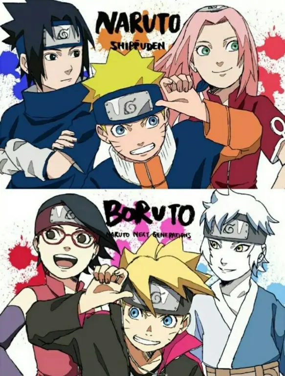 Tim 7 Boruto bekerja sama dalam pertarungan