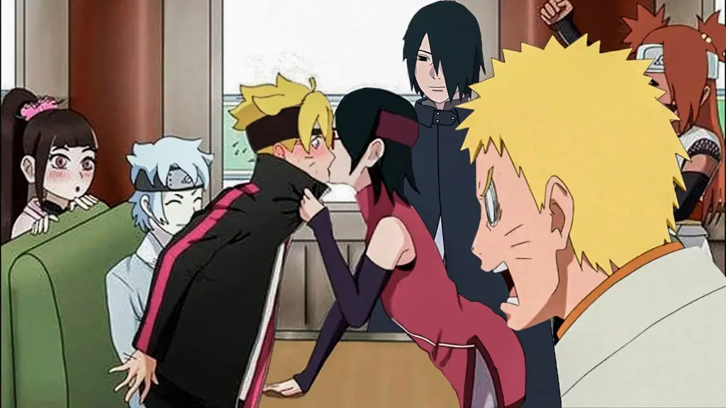 Gambar Boruto dan Sarada sedang bertarung