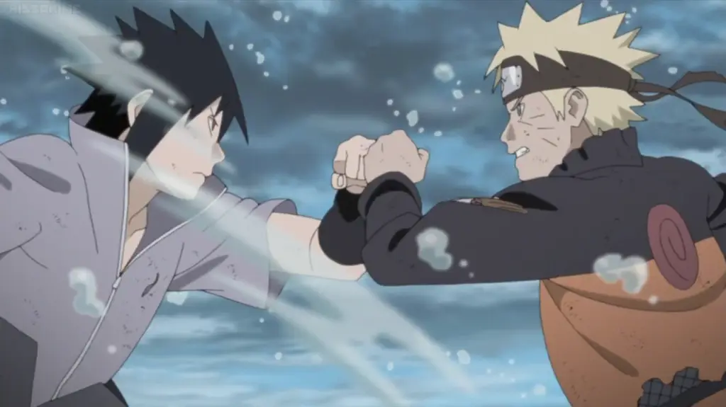 Naruto dan Sasuke bekerja sama dalam pertarungan melawan Madara.