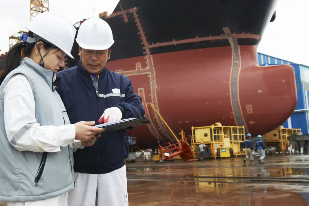 Para pekerja di PT Bandar Abadi Shipyard menerapkan standar keselamatan yang tinggi