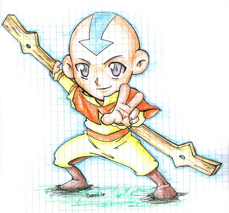 Gambar chibi Avatar Aang yang lucu dan menggemaskan