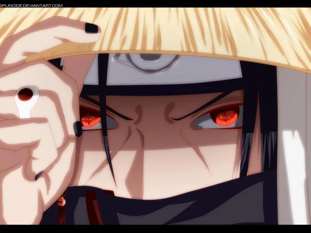 Gambar close up Sharingan Itachi Uchiha