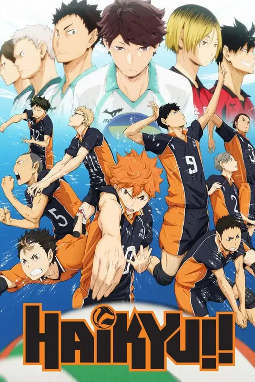 Ketegangan Pertandingan Voly dalam Haikyuu!! Gambar adegan pertandingan voli Haikyuu!!
