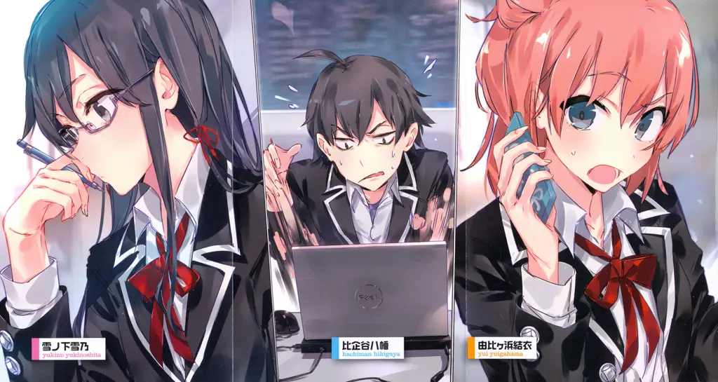 Gambar Hachiman, Yukino, dan Yui bersama-sama