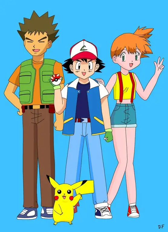 Ash, Misty, dan Brock dalam perjalanan petualangan Pokemon