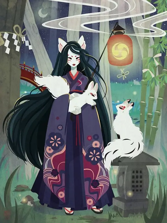 Gambar berbagai yokai dalam gaya seni Jepang