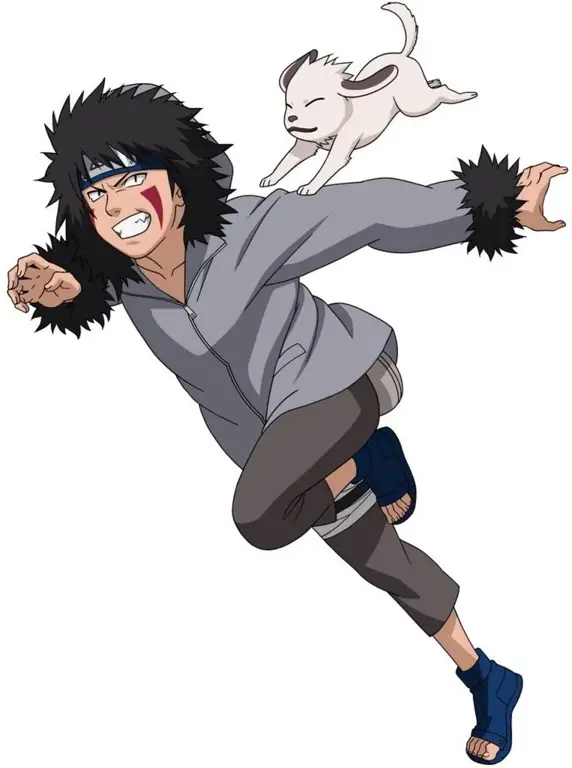 Gambar Kiba Inuzuka dan Akamaru, anjing ninja-nya