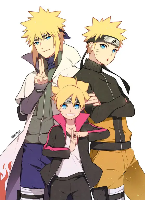 Naruto dan Minato Namikaze dalam kilas balik emosional