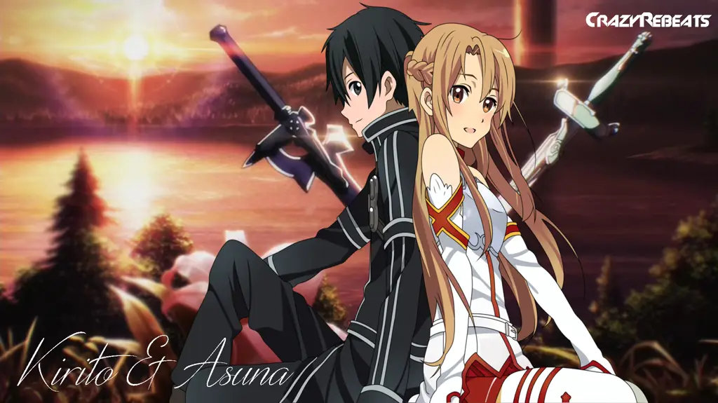 Gambar wallpaper Kirito dan Asuna dalam kualitas HD dari Sword Art Online