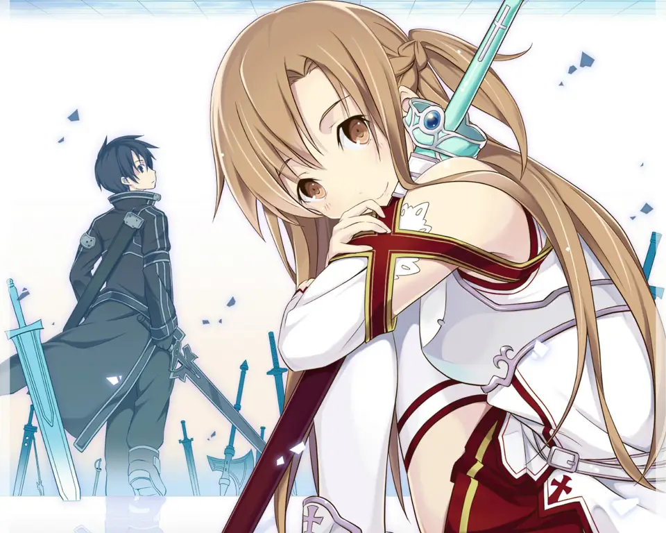 Gambar Kirito dan Asuna dari Sword Art Online Extra Edition