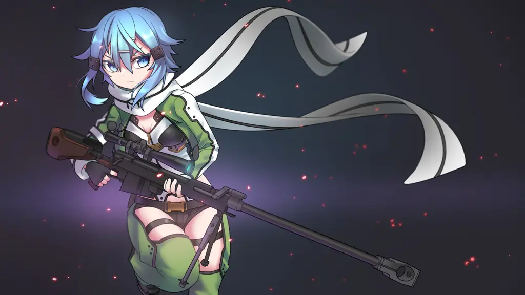 Gambar Kirito dan Sinon bersama dalam Gun Gale Online