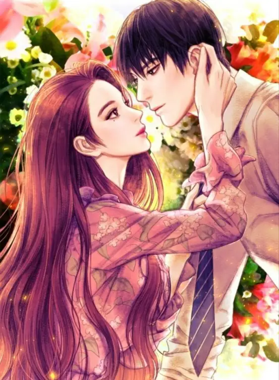 Ilustrasi pasangan anime romantis